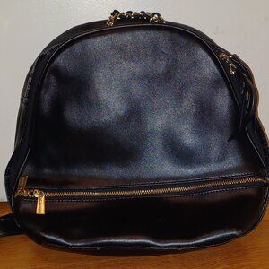 Black leather backpack purse